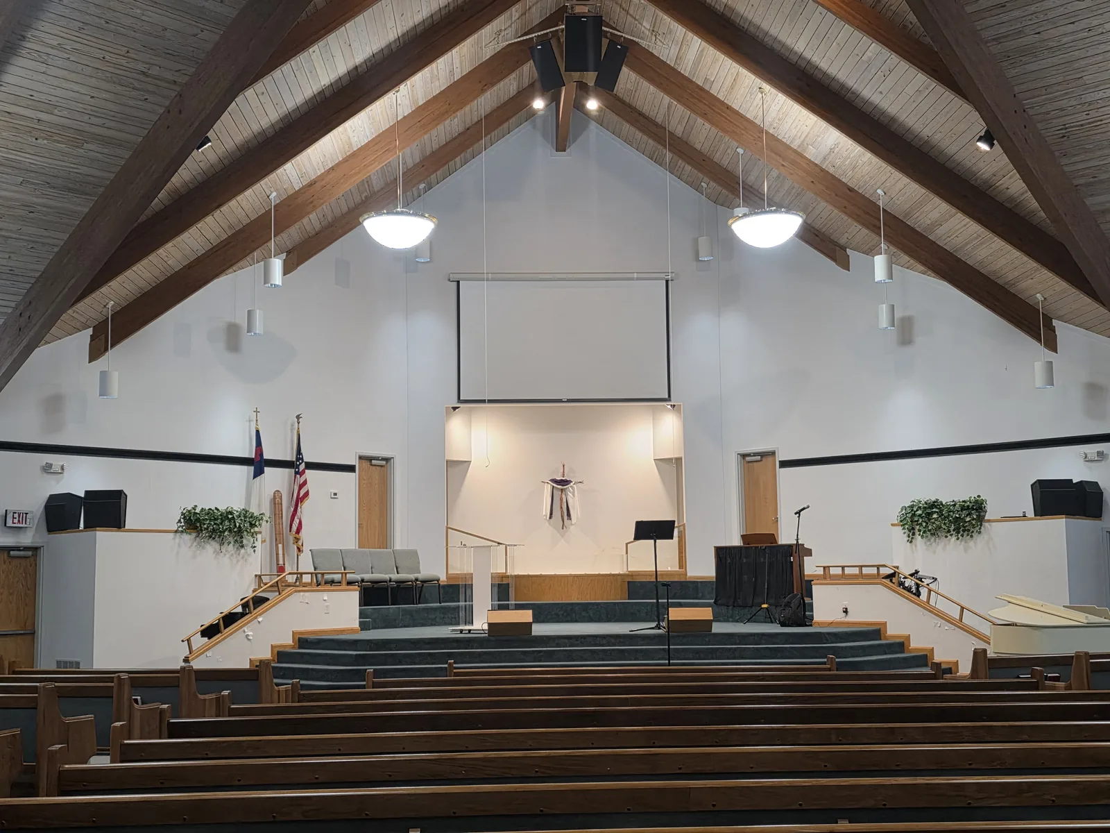 The platform, pulpit and cross